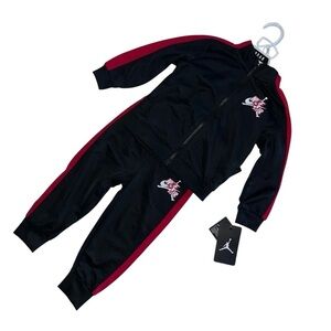 ✨HP 9/28✨ Jordan Track Suit, Lined, Black & Red Size 24mos